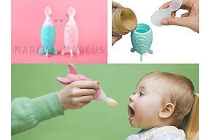 Bình bóp ăn dặm silicon có thìa Marcus & Marcus cho bé từ 6 tháng