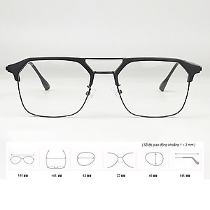 Gọng Kính Cận, Kính Giả Cận Nam Nữ, Mắt Vuông Góc Cạnh, Cứng Cáp, Chống Ánh Sáng Xanh, Đen Bạc, Full Đen, Trong Suốt - BLUE LIGHT