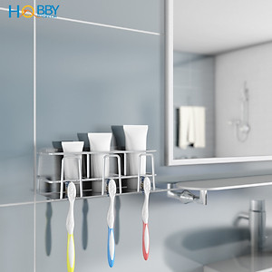 Kệ để bàn chải kem đánh răng 3 ngăn dán tường Hobby home decor CD4