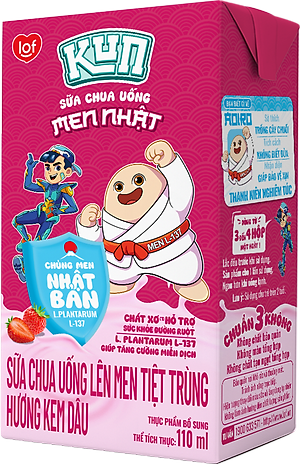 Thùng 48 Hộp Sữa Chua Uống Hương Kem Dâu KUN 110ml/hộp