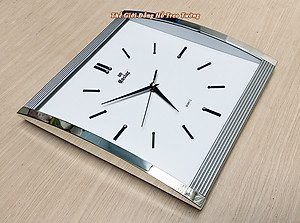 Đồng Hồ KIM TRÔI EASTAR Mặt Kính Cong Cao Cấp - Mặt Chữ nhật Ánh Kim - Tặng Pin Maxell - BH 1 Năm - Decor Trang Trí Treo Tường