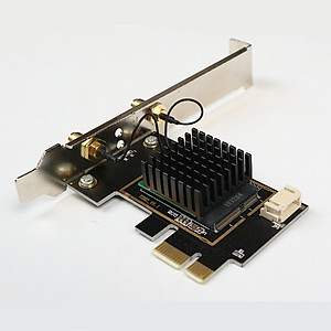 Card WIFI Bluetooth cho PC sử dụng chip Intel WIFI 6 AX200 khe PCI cho tích hợp Bluetooth 5.2  tốc độ 2400M có tản nhiệt