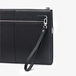 Ví Cầm Tay Nam Clutch Da GENCE CL07 Da Bò Cao Cấp Màu Đen Có Dây Đeo Vai