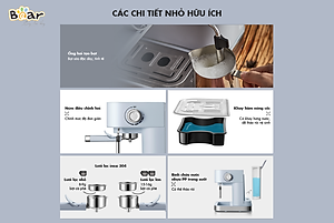 Máy Pha Cà Phê Tự Động Espresso BEAR CF-B15V1 Với Công Thức Pha Nespresso, Americano, Cappuccino Tạo Bọt Sữa Dễ Dàng Áp Suất 15 Bar Công Suất 950 W - Hàng Chính Hãng