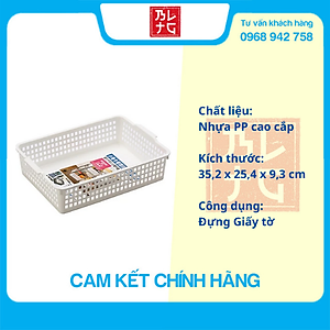 Khay Đựng Giấy A4 Có Tay Cầm (Màu Trắng) - Nội Địa Nhật Bản