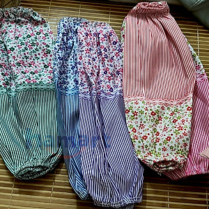 1 Đôi Bao Ống Tay Áo Làm Bếp Rửa Chén Chống Bám Bẩn Phong Cách Hàn Quốc Kẻ Sọc Vân Hoa