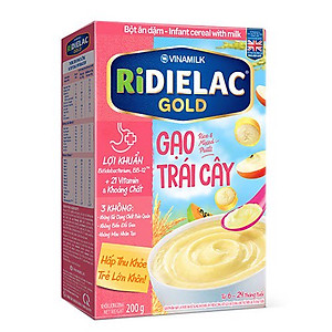 Combo 2 hộp BỘT ĂN DẶM 
RIDIELAC GOLD GẠO TRÁI CÂY - 
HỘP GIẤY 200G