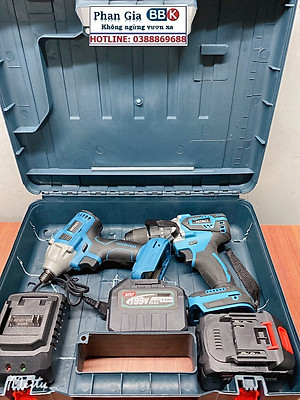 Bộ Combo 2 Máy Khoan Gồm Máy Khoan Pin Và Máy Chuyên Vít 199V 2 Pin 15 Cell (Tặng Kèm Hộp Đựng) - Bảo Hành 1 Năm