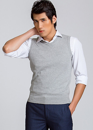 Áo len gile Aligro màu ghi sáng ALENGL010