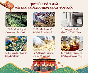 Sâm mật ong saffron Kingdom Herb chính hãng thượng hạng hộp 320g (tặng que lấy mật và bình thuỷ tinh)