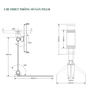 Giá Đỡ Điện Thoại Máy Tính Bảng (4-12 inches) Đề Bàn Hoặc Treo Tường Hợp Kim Nhôm Nguyên Khối Cao Cấp – Gấp Gọn Tiện Lợi – Hàng Chính Hãng
