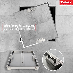 Nắp Bể Ngầm Trong Nhà 60x60cm Inox 304 ZAVAK MHIs-60 Nắp bể nước âm sàn, Nắp hố ga Inox 304
