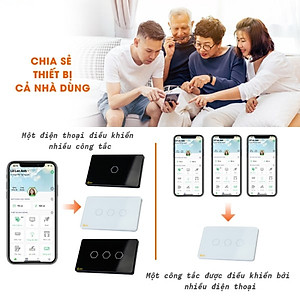 Công tắc thông minh HUNONIC DATIC 3 nút màu trắng - Điều khiển từ xa bằng điện thoại - Công nghệ 4.0