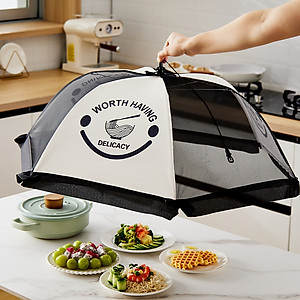 Chụp lồng bàn đậy thức ăn gấp gọn ,  giữ nhiệt và bảo vệ đồ ăn sạch sẽ ,  chất liệu an toàn có móc treo tiện lợi