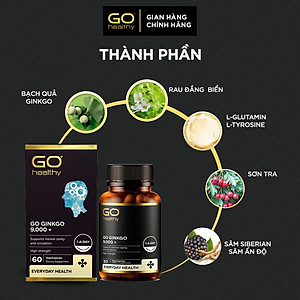 GO Ginkgo 9000+ 60 viên- Viên uống bổ não nhập khẩu chính hãng GO Healthy New Zealand