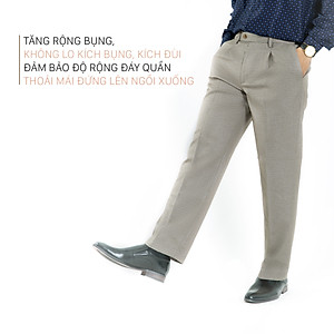 Quần Âu Nam Dáng Rộng Công Sở Trung Niên Xếp Ly Màu Trắng Kem Mã QA101
