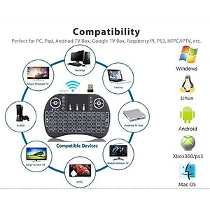 Bàn phím Wireless mini UKB500- Bàn phím không dây mini keyboard kiêm chuột cảm ứng đa năng wireless - Hàng chính hãng