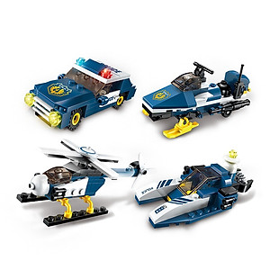 Hộp 8 bộ đồ chơi lắp ráp Trực thăng tấn công 8in1 Qman 1801 (381 chi tiết)