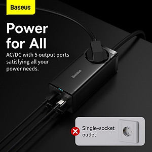 Củ Sạc Siêu Nhanh 100w Gan 3 Pro Baseus Desktop Power Ship Tích Hợp AC – Type C – USB Cho Máy Tính, Laptop, Điện Thoại - Hàng Chính Hãng