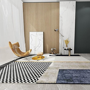 Thảm Lót Sàn Cỡ Lớn Màu Xám Nhạt Đơn Giản Sang Trọng