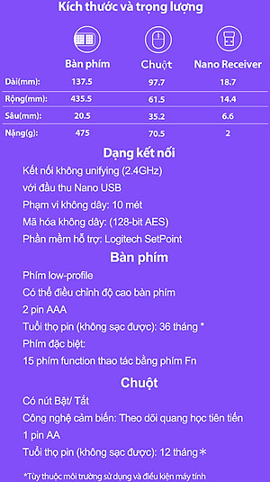 Bộ Bàn Phím Và Chuột Không Dây Logitech MK235 - Hàng chính hãng