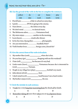 Sách Trọng Tâm Ngữ Pháp Tiếng Anh Lớp 8 - Tập 1 (Tái Bản 01)