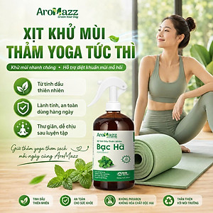 Xịt Khử Mùi Tức Thì Thảm Yoga, Dụng Cụ Thể Thao Từ Tinh Dầu Thiên Nhiên AroMazz, Khử Mùi Làm Thơm Thảm Yoga Thư Giãn Chai Lớn 300ml