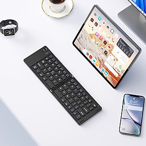 Bàn phím Bluetooth rời gấp gọn tương thích với Windows, Mac, iOS và Android kết nối điện thoại, laptop, máy tính bảng - Hàng chính hãng