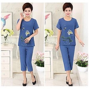 Bộ Trung Niên Thời Thượng Hoa Sen Siêu Đẹp Cho Mẹ TN11
