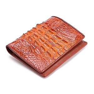 Ví Nam Da Cá Sấu Gai Đuôi Kiểu Đứng Huy Hoàng HT2257 (12.5 x 10 cm) - Vàng