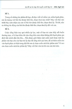 25 Đề Tự Ôn Tập Thi Tuyển Sinh Lớp 10 Môn Ngữ Văn