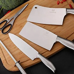 Bộ Dao Nhà Bếp Cao Cấp - Bộ Dao Kéo 6 Món Nhật Bản Cao Cấp chóng han gỉ, tặng kèm khay để giao kéo - Hàng chính hãng dododios - Logo trên thân bộ dao là hình và kí tự ngẫu nhiên