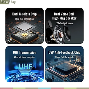 Takstar E500W - Máy Trợ Giảng Hai Mic Không Dây UHF, Kết Nối Bluetooth, Công Suất 20W Cho Giáo Viên, Bán Hàng, Hướng Dẫn Viên - hàng chính hãng