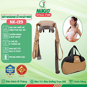 Máy massage cổ vai gáy Nikio NK-139 - Pin sạc, tặng túi xách, nhiệt nóng, động cơ không chổi than êm ái bền bỉ