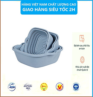 Sét Thau Rỗ Nhựa Đựng Rau Củ Quả 6 Món 3 Kích Thước Đa Năng Việt Nhật - Hàng Việt Nam