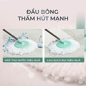 Bộ Lau Nhà MyJae Sợi Microfiber Xoay 360 Độ Thông Minh, Lau Sạch Nhanh Khô 134cm