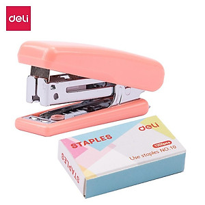  Dập ghim 10 Deli - Kèm 1000 ghim - Xanh, vàng, trắng, hồng - 1 cái E0254