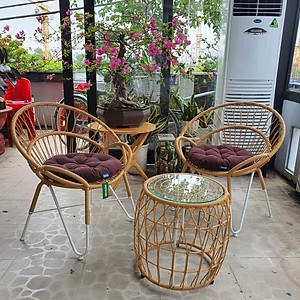 Bộ bàn ghế sân vườn sắt giả mây - NAVICOM