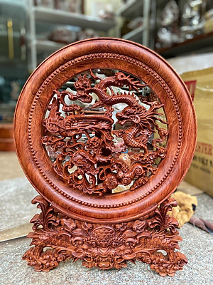 Tranh Đĩa Phong Thuỷ Tứ Linh Gỗ Hương Đá Cao Cấp Thương Hiệu TOKDODO