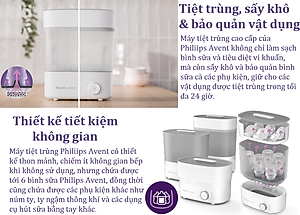 Máy tiệt trùng bình sữa và sấy khô Philips Avent Starlight plus 293.00