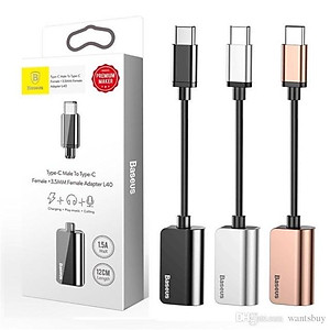 Đầu chuyển Type C sang Audio 3.5mm & Type C Baseus L40 (12cm Type C Male to Type C Female + 3.5mm Female Adapter) - hàng chính hãng
