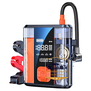 Bơm Lốp Ô Tô Kiêm Kích Bình Ắc Quy Roadman 8800mAh – Bơm Hơi Ô Tô Xe Máy, Cứu Hộ Khẩn Cấp, Sạc Pin USB, Màn Hình LED Hiển Thị Áp Suất - Hàng Chính Hãng