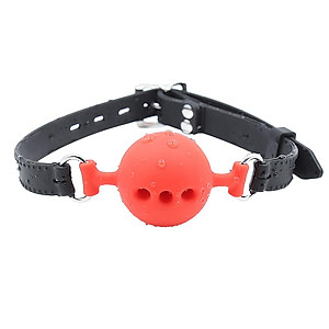 Open Breathable Leather Paly Buckle Belt Silicon Mouth Gag for Women