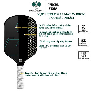 [Hoả tốc] Vợt pickleball Carbon T700 cao cấp phù hợp cho mọi người - Tặng kèm 2 trái banh Pickleball