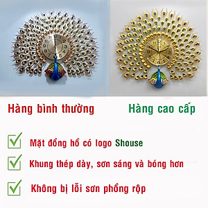 Đồng Hồ Treo Tường Con Chim Công Kim Trôi A25 Nghệ Thuật Cao Cấp Shouse hiện đại 3D kích cỡ lớn đẹp treo phòng khách