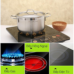 Bộ nồi xửng inox cao cấp FIVESTAR 5 chiếc 3 đáy bếp từ , inox 304 vancover , nắp inox (tặng 10 muỗng ăn)