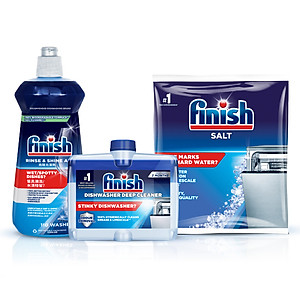 Combo phụ gia: Nước làm bóng 500ml + Dung dịch vệ sinh máy 250ml + Muối rửa chén bát 1kg