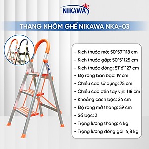 Thang Ghế Nikawa NKA-03 - 3 Bậc - 73cm - Màu Bạc