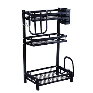 Kệ gia vị chữ E cao cấp VANDO bằng thép carbon chống gỉ, chống xước, kệ đựng chai lọ gia vị đa năng, kệ để đồ nhà bếp gọn gàng, sang trọng