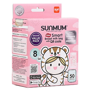 Combo 02 hộp túi trữ sữa Sunmum 250ml - mỗi hộp chưa 50 túi trữ sữa Sunmum dung tích 250ml có kiểm định y tế